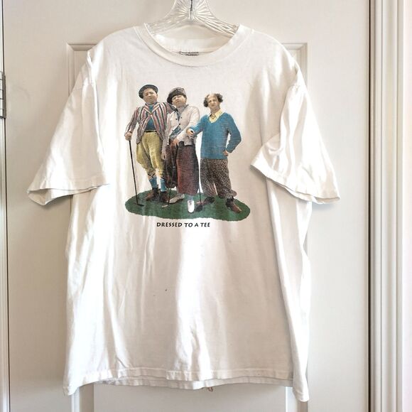 Vtg Three Stooges Dressed to a Tee Golfing Shirt Single Stitch Oneita Power T XL - Picture 1 of 8
